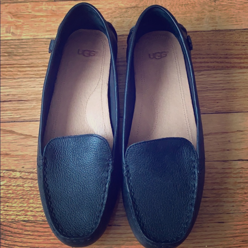 UGG black leather loafers